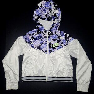 Nike Womens White Purple and Black Cropped Full Zip Jacket Size Large